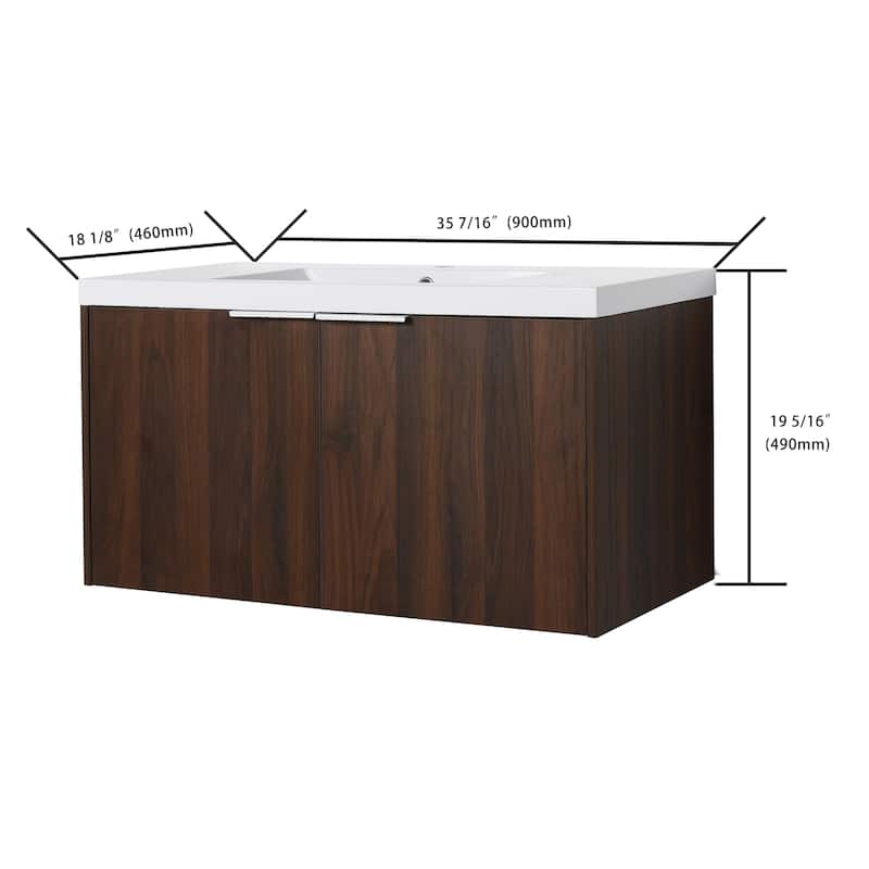Beingnext 24"/30"/36" Bathroom Vanity with Sink, Floating Bathroom Vanity with 2 Soft Close Doors