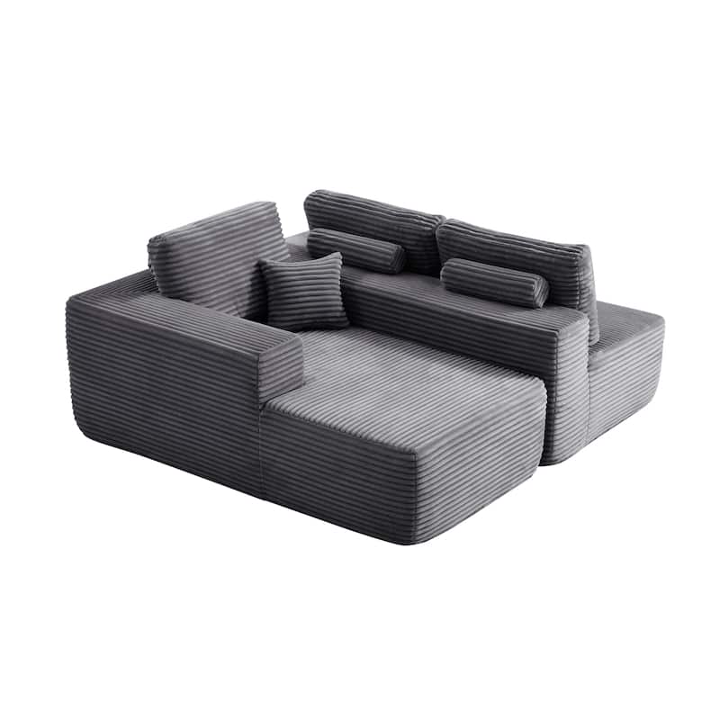 Homy Casa 105" Cloud Sectional Sofa with Chaise, Deep-Seat Modular Couch, No Assembly, Plush Corduroy