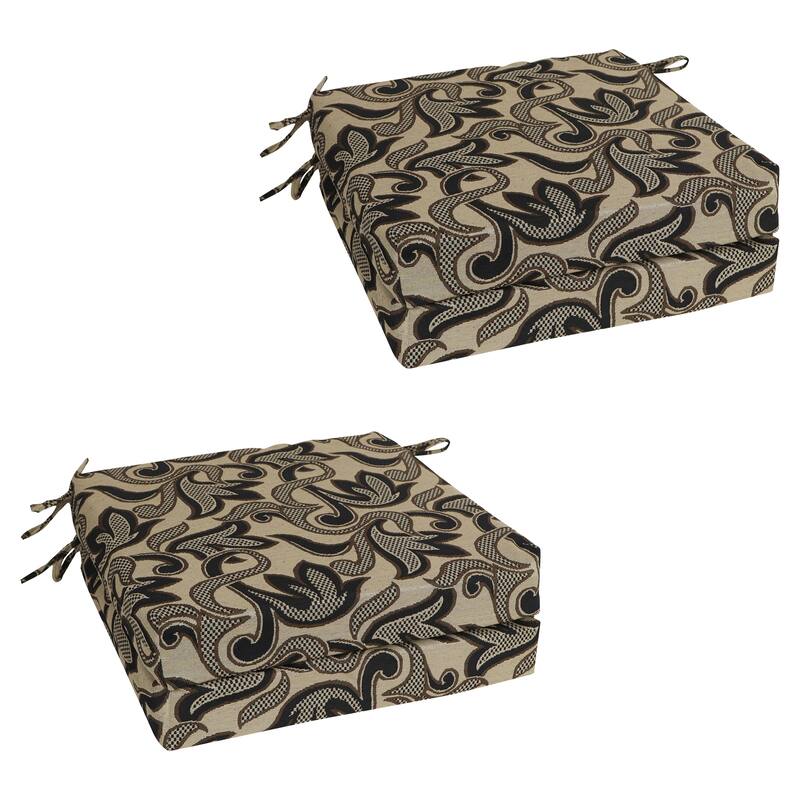 20-inch by 19-inch Tapestry Chair Cushion (Multiple Patterns, Set of 1,2, or 4) - 20 x 19 - Checkered Scroll - Set of 4
