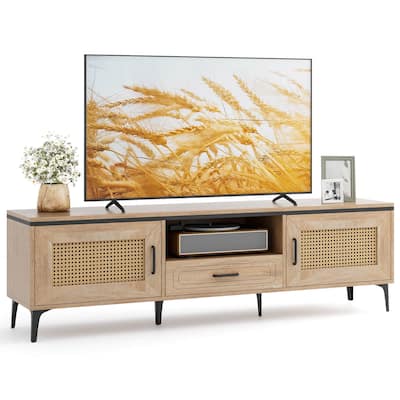 Costway Boho TV Stand for 65 Inch TVs Modern Entertainment Center with - See Details
