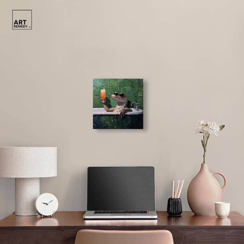 Cocktail Croc I Canvas by Art Remedy, Gallery Wrapped