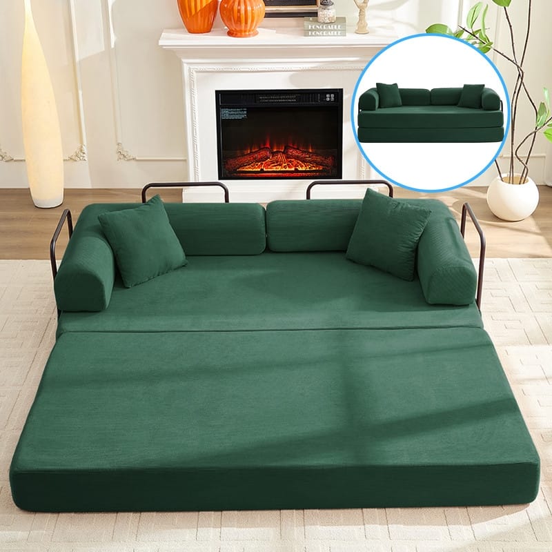 Mixoy Convertible Pull Out Sleeper Sofa Bed with Movable armrest,Folding Mattress Couch,Removable Washable Floor Sofa Bed