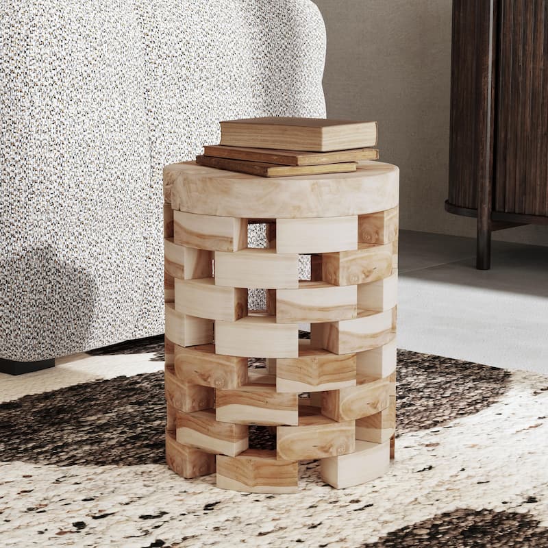 Classic Home Dacosta Teak Wood Round Accent Table - Natural - Teak