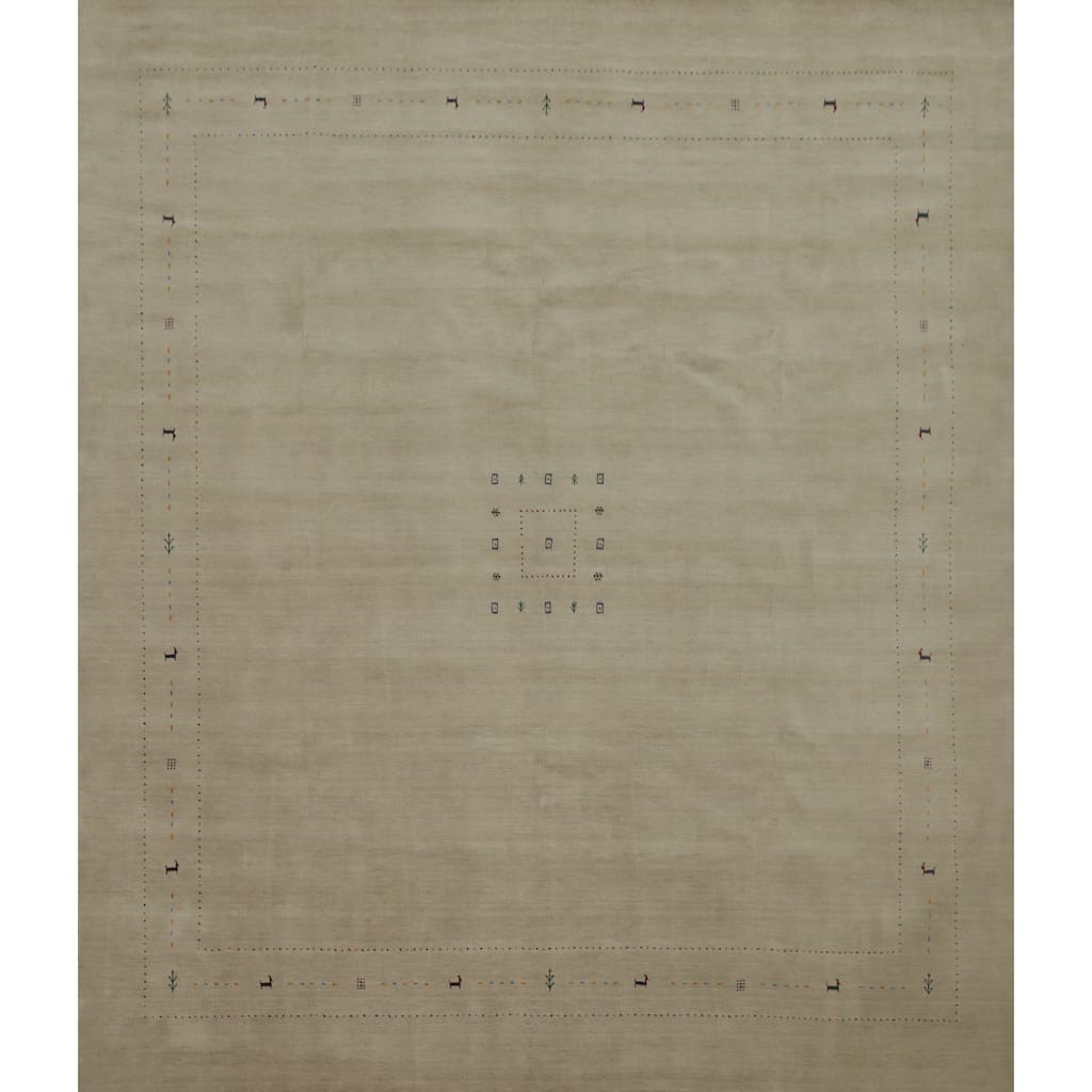Hand Knotted Oriental 100% Wool Carpet Tribal Animal Pictorial Beige & Ivories Gabbeh Area Rug - 11' 11'' X 12' 0''