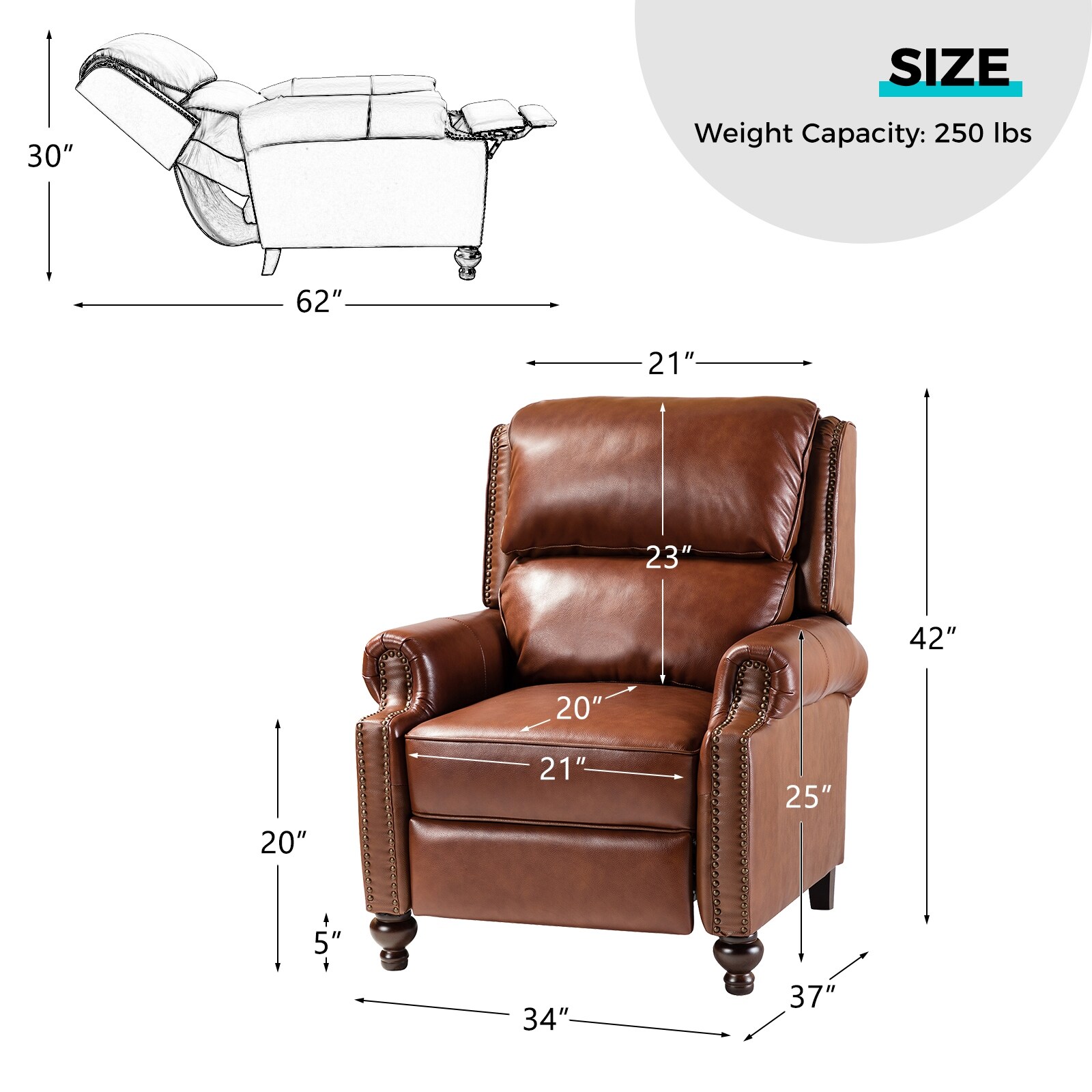Recliner dimensions online in feet