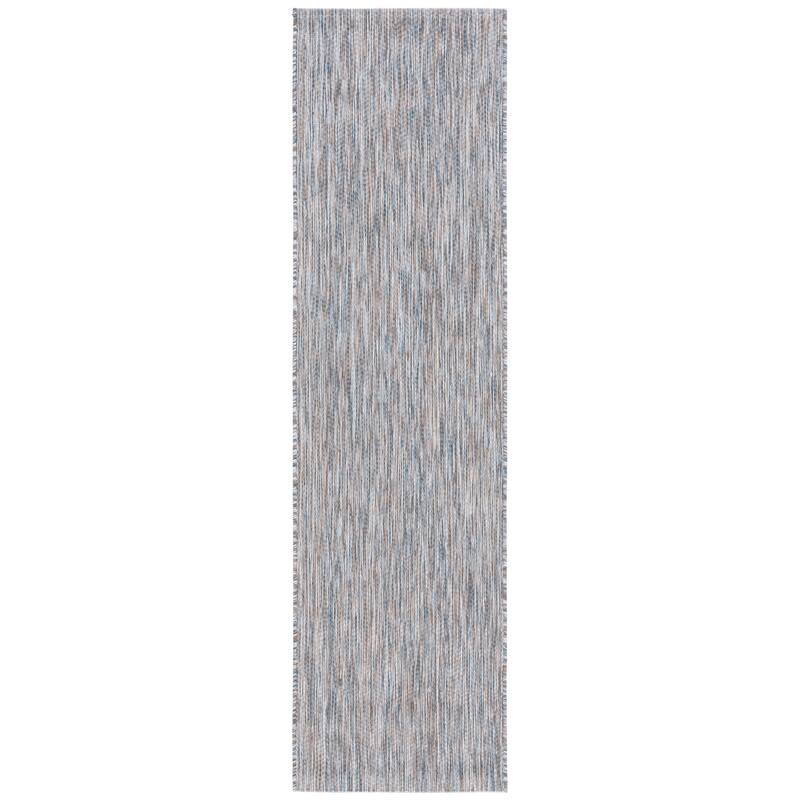 SAFAVIEH Courtyard Golupka Transitional Indoor/Outdoor Rug - 2'3" x 8' Runner - Ivory Blue/Beige