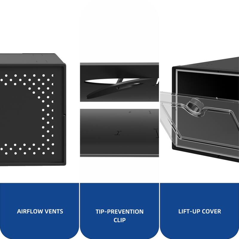 Moasis Shoe Organizer Box, 12/18/24 PCS Medium/ Large Shoe Storage Stackable Shoe Box Rack Containers Drawers