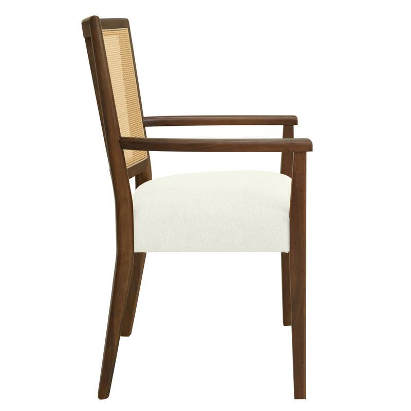 Christopher Knight Home - Harrison Mid-Century Upholstered Arm Dining Chair Set of 2 with Rattan Back