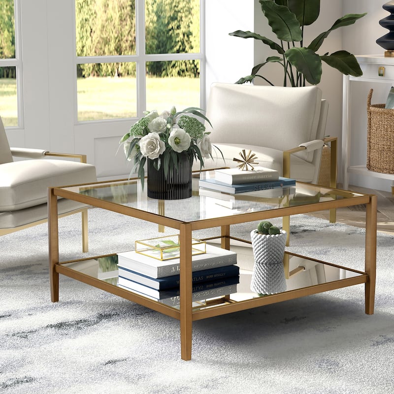 Hera Square Coffee Table with Mirror Bottom Shelf