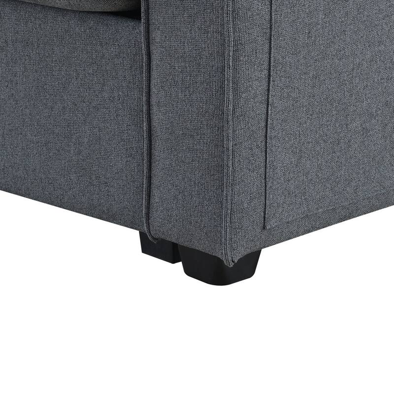 104" 4-Seater Modern Linen Fabric Sofa with Armrest Pockets and 4 Pillows