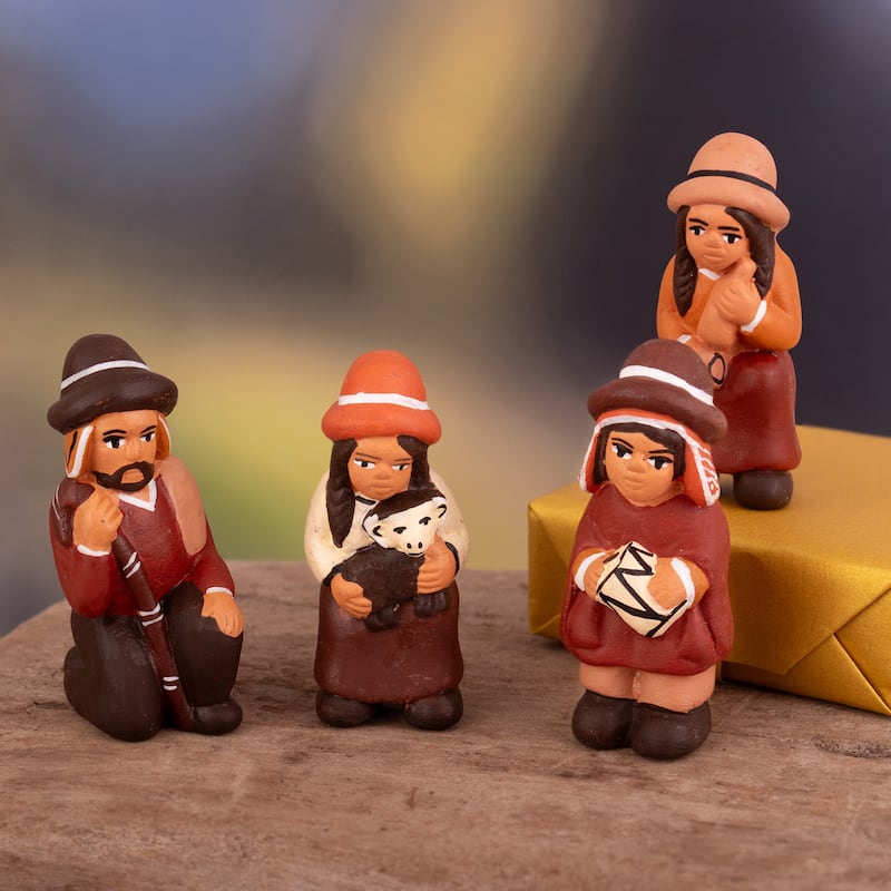 Novica Handmade Andean Souls Ceramic Figurines (Set Of 4)