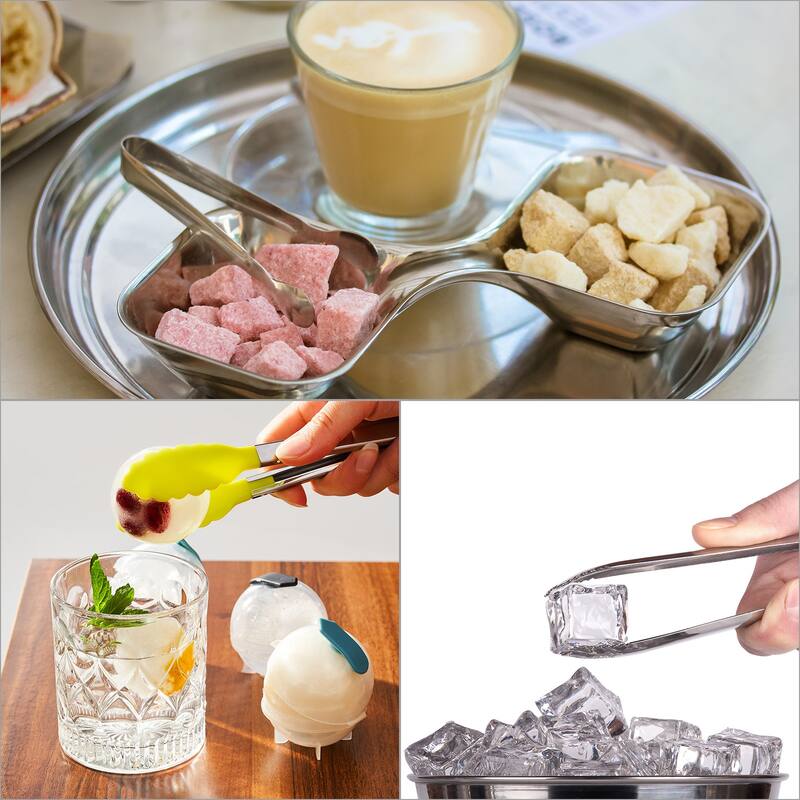 Serving Tongs, 3pcs 5.2 Inch Stainless Steel Ice Tongs for Dessert - 5.2 Inch