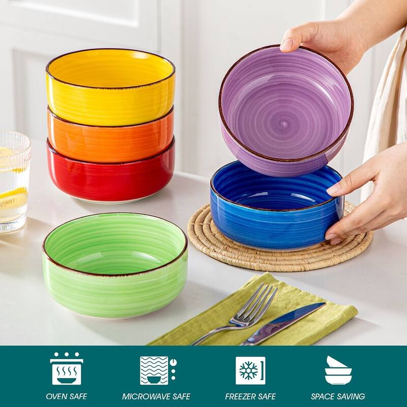 vancasso Bonita Stoneware Handpainted Spirals Pattern Dinnerware Set