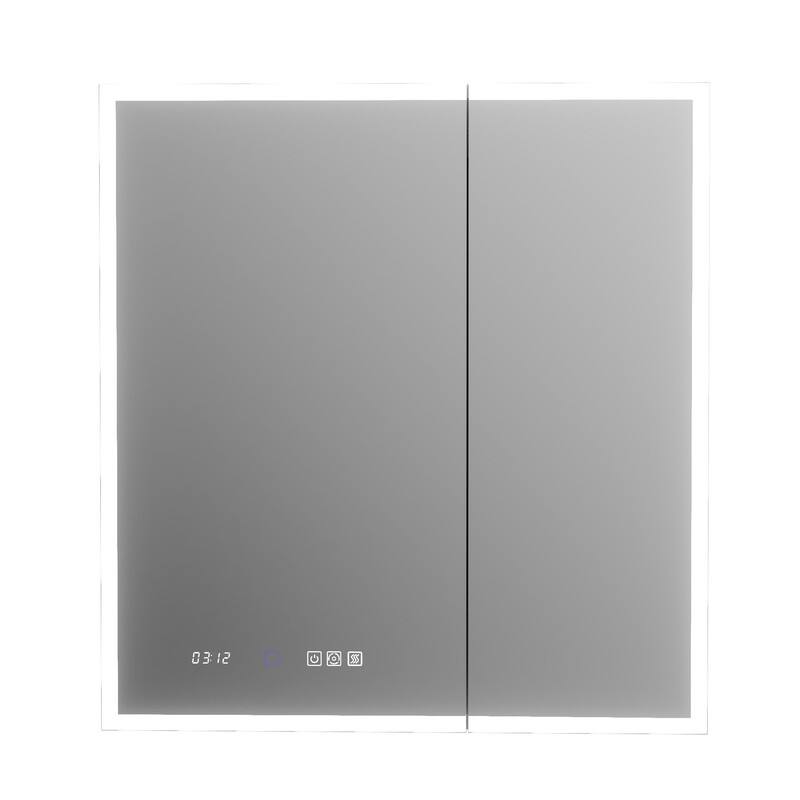 MEDUNJESS Double Opening Frameless Bathroom Mirror Cabinet with Defogging