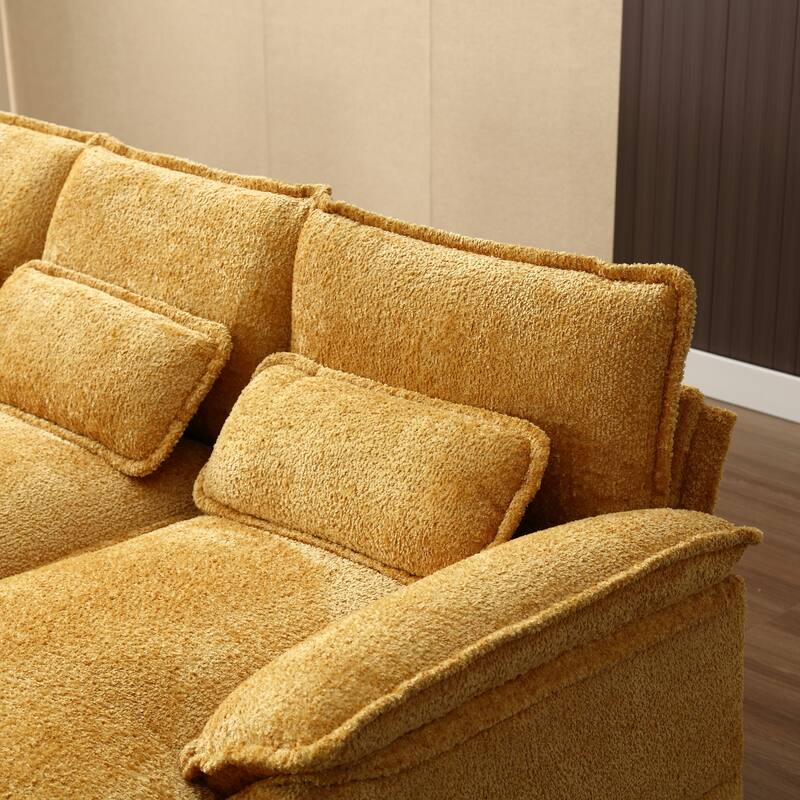 Musterd Yellow Large Modular U-Shape Sectional Sofa with Throw Pillows