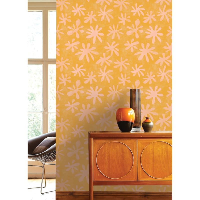 Alja Horvat Orange Field of Flowers Peel & Stick Wallpaper