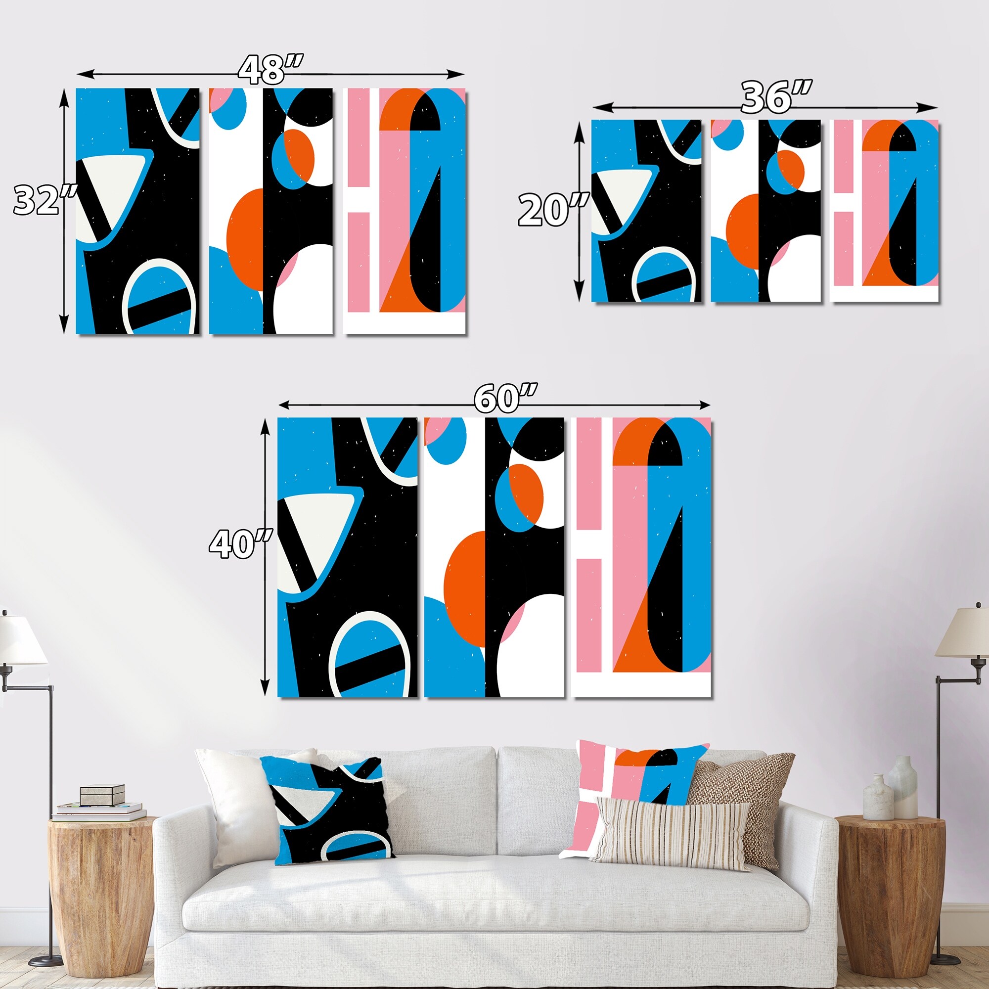 Designart 'Retro Abstract Minimal Colorful Geometrics XIII