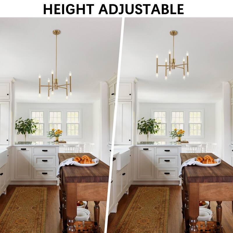10 - Light Modern candle Chandelier with Adjustable Height, Sleek Linear Design for Dining Room, Living Room