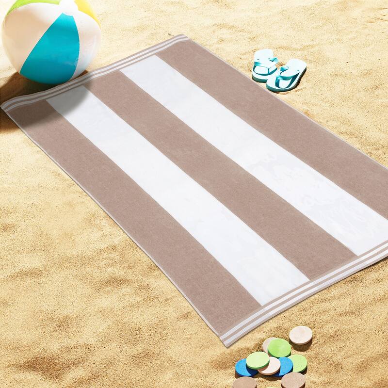 Superior Cabana Stripe Oversized Cotton Beach Towel (Set of 2)