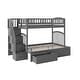 preview thumbnail 6 of 8, AFI Westbrook Twin over Full Size Staircase Bunk Bed with Bed Drawers & Charging Station in Grey