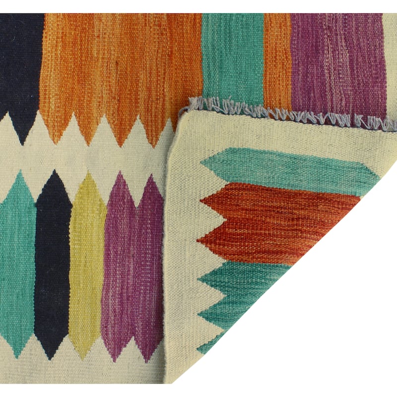 Modern Flatweave Milford Ivory/Red Rug - 5'10" x 7'11"