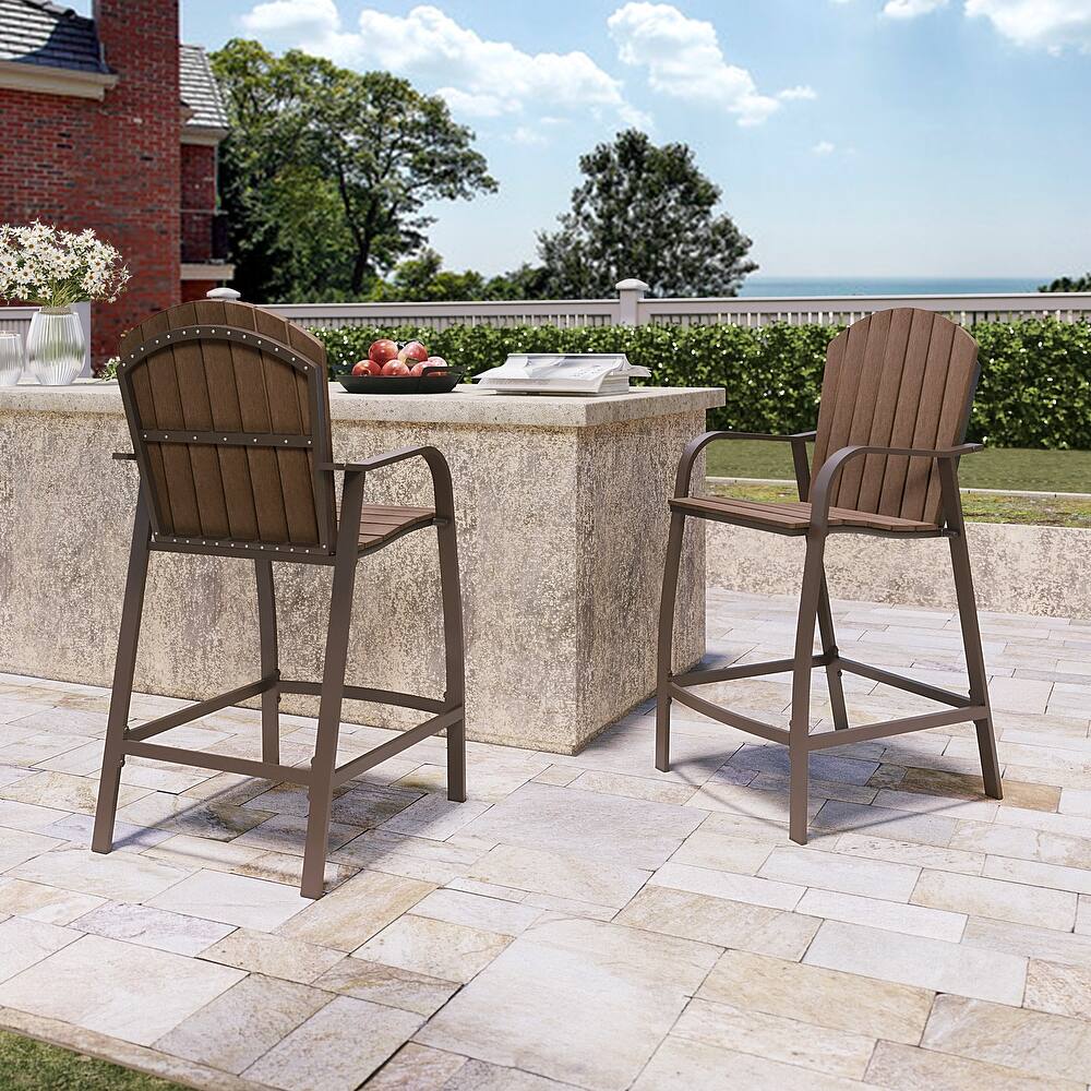 VredHom Outdoor Aluminum Bar Stools Chairs (Set of 2) - 21.96" W x 25.19" D x 48.22" H