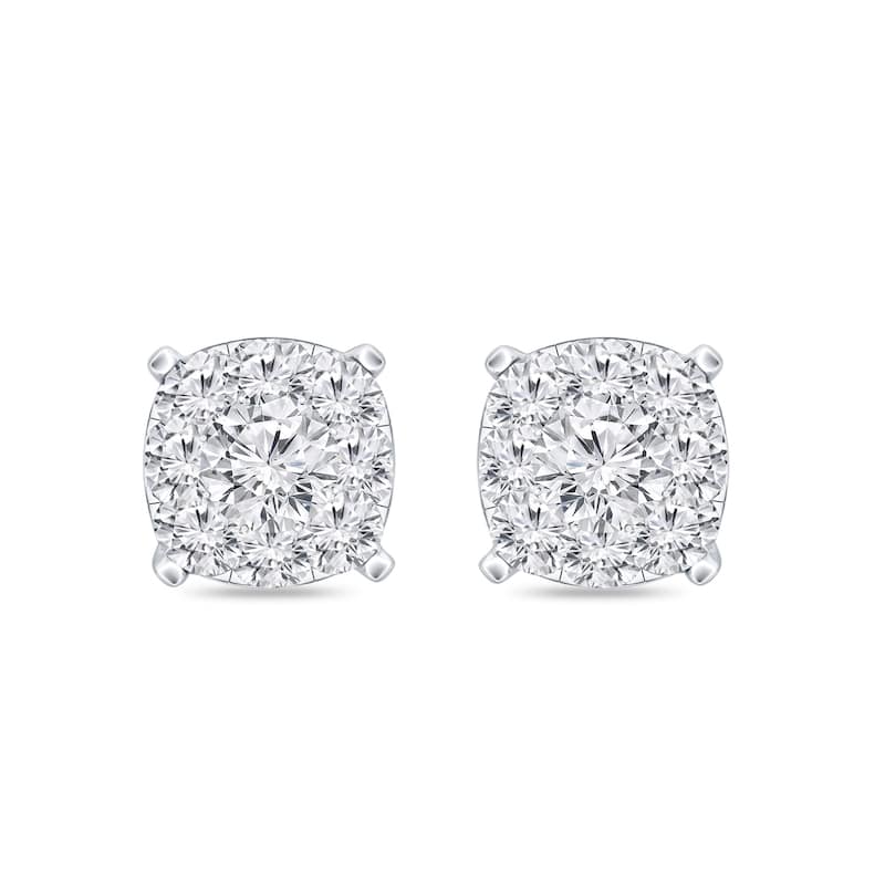 Auriya 14k Gold 1/4ctw Cushion Pave Diamond Stud Earrings (H-I, I1-I2)
