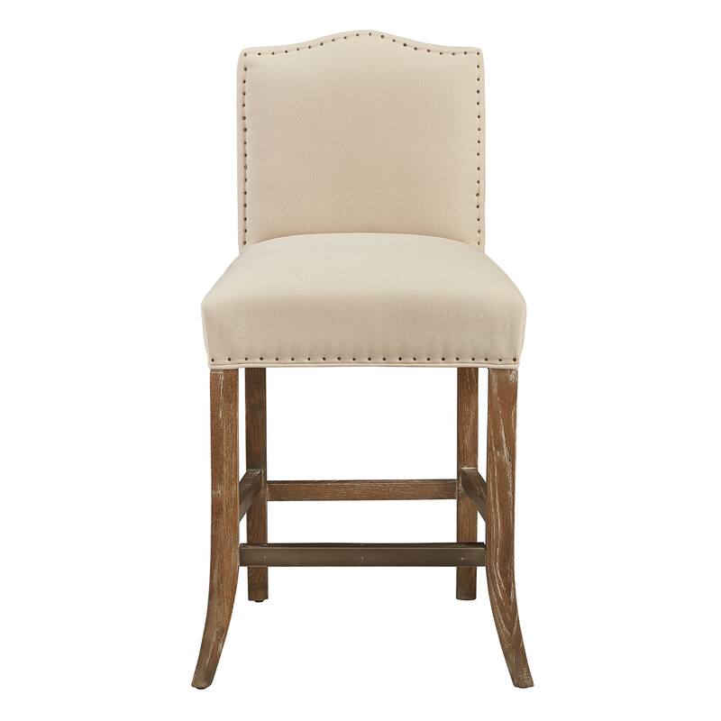 Brickell Oak Traditional Counter Stool with Nailhead Accents