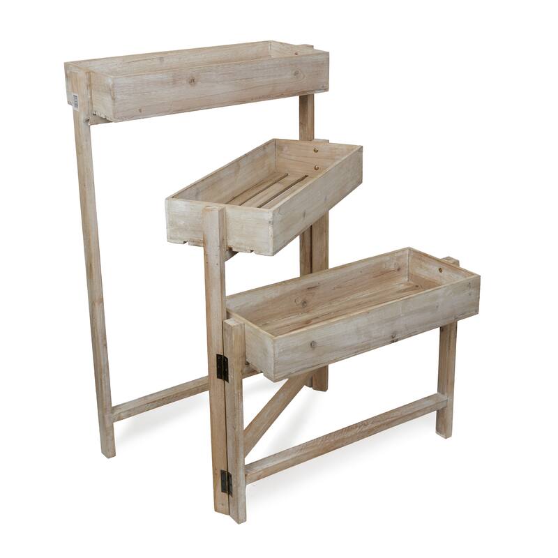 Wooden 3-Tier Movable Shelf Storage Rack