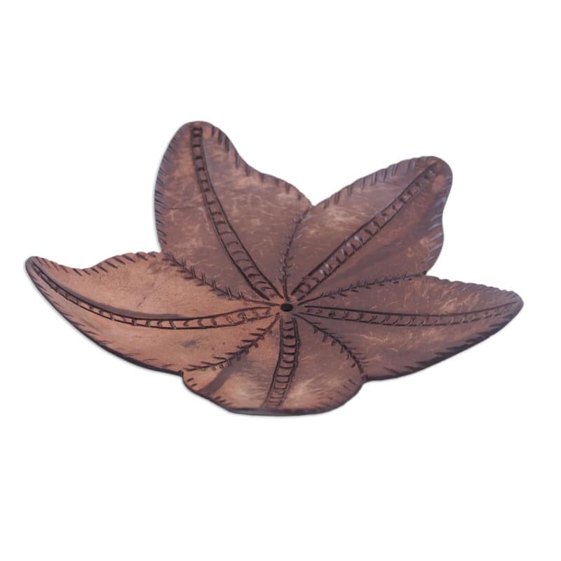 Novica Handmade Robust Rose Coconut Shell Soap Dish - Brown