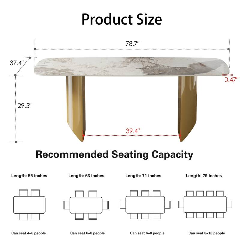 White Rectangular Sintered Stone Dining Table with Double Pedestals