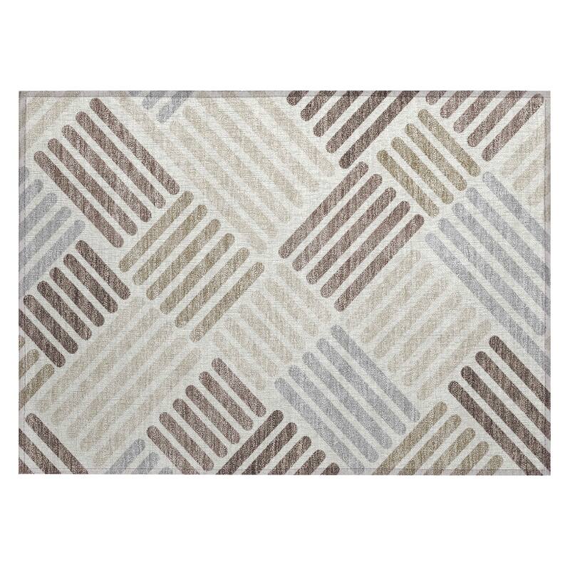 Machine Washable Indoor/ Outdoor Modern Weave Chantille Rug