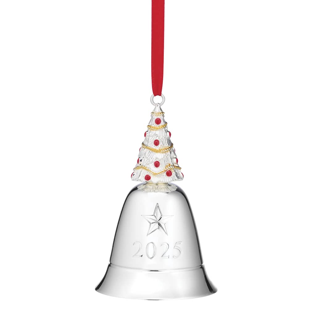Lenox 2025 Musical Bell Silverplate Ornament, We Wish You a Merry Christmas - 2.5"L x 2.5"W x 4"H