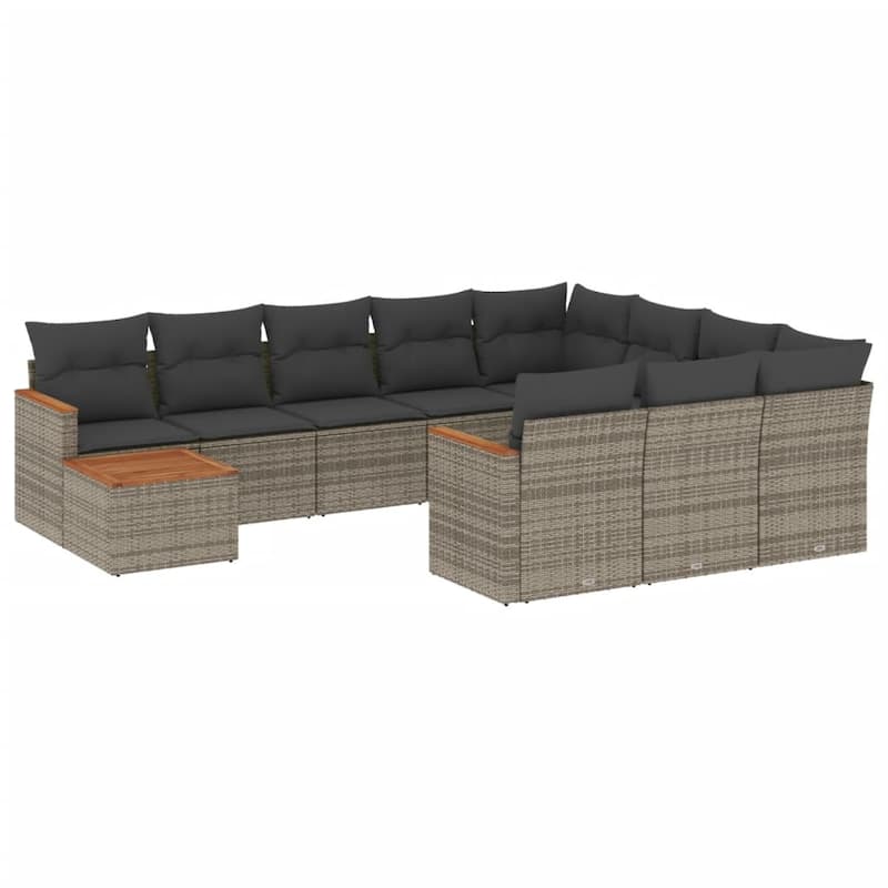 vidaXL Patio Sofa Set with Cushions Outdoor Furniture 11 Piece Poly Rattan