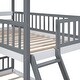 preview thumbnail 10 of 9, Gray Twin over Twin Solid Wood Bunk Bed with Roof and Window