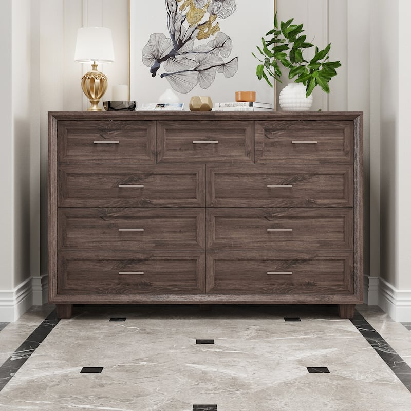 Storage Dresser Organizer TV Stand Chest of Drawers Brown White