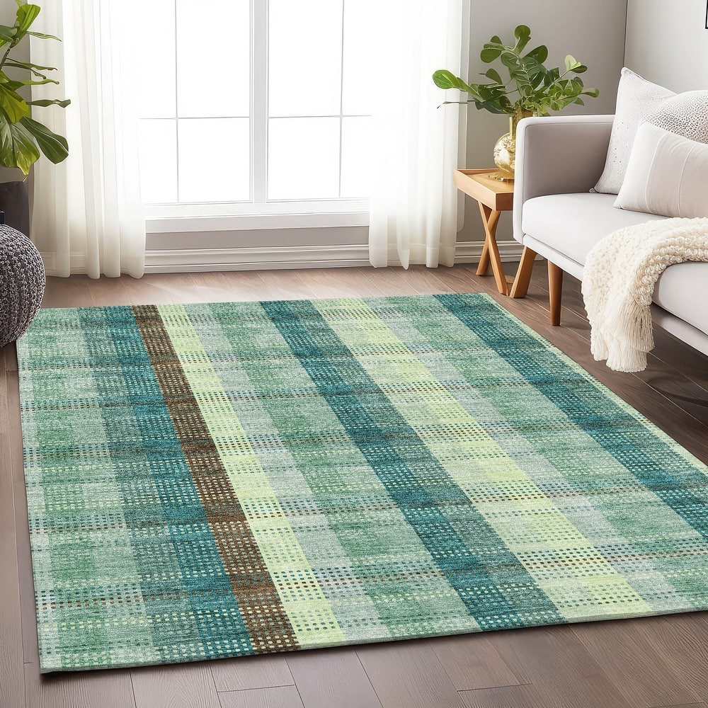 Premium Washable Super Soft Modern Plaid Mayfield Rug