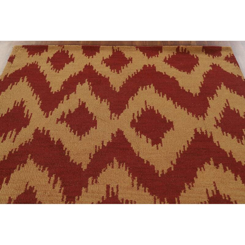 Hand Knotted Oriental 100% Wool Carpet Modern All-Over Yellow & Gold Gabbeh Area Rug - 8' 0'' X 5' 2''