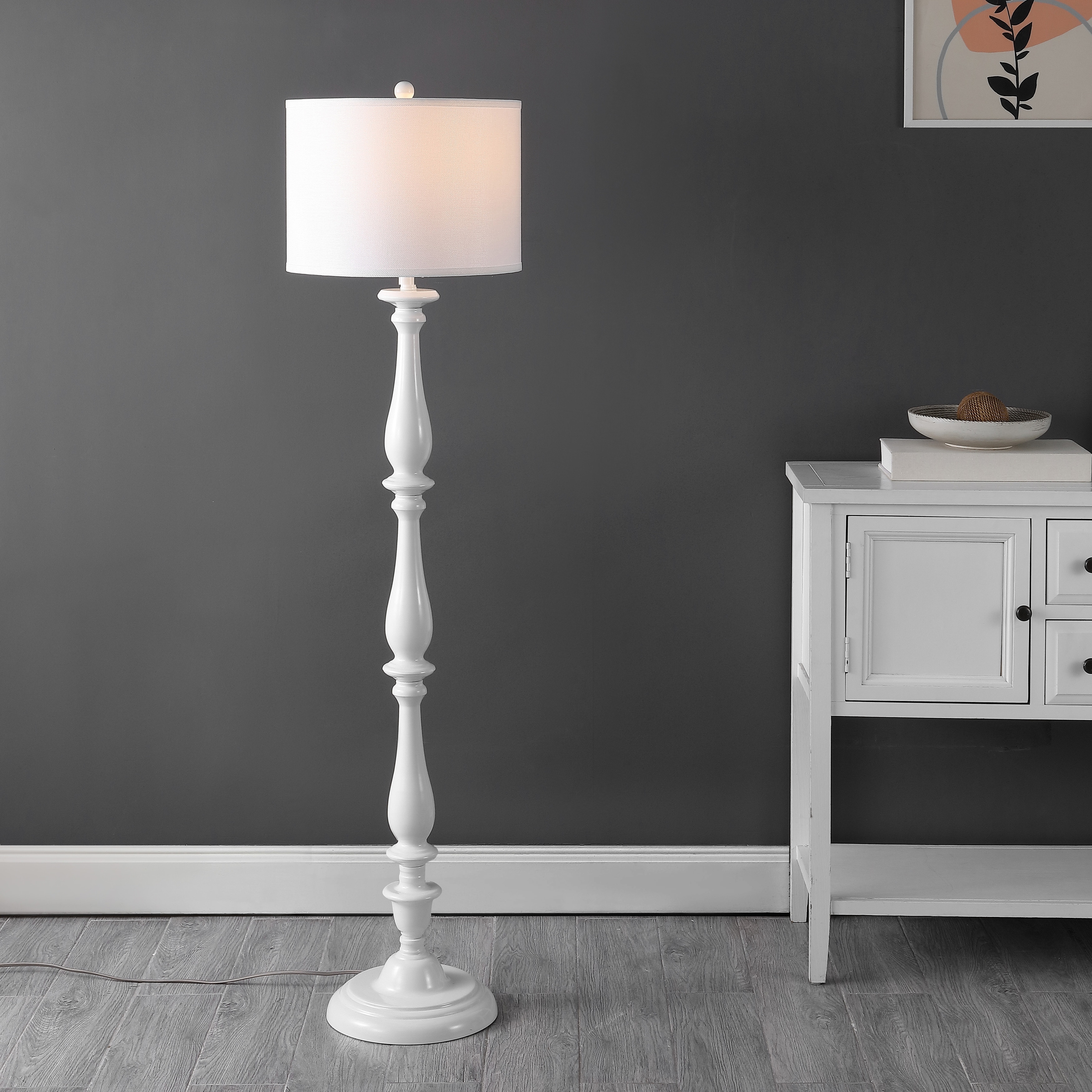 高品質フローライトダブルポイント♡タワー♡ビッグサイズ♡No.1397ファントム SAFAVIEH Lighting 62-inch Bessie Candlestick White Floor Lamp - 15