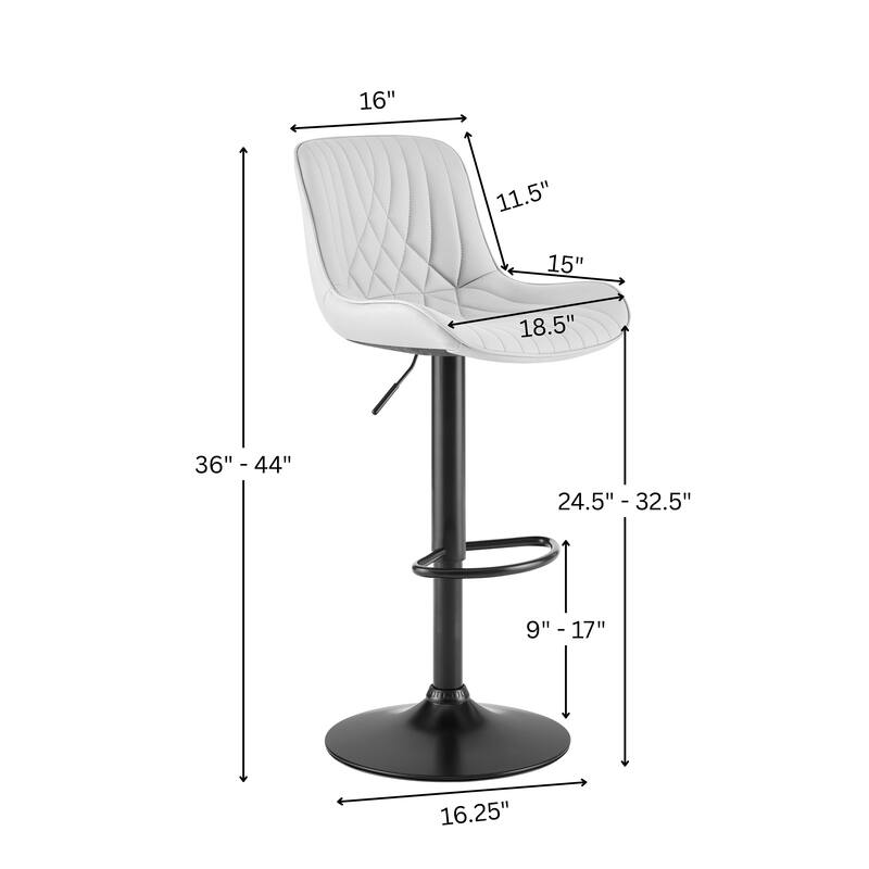 Roundhill Furniture Kovyn Contemporary Adjustable Barstool with Faux Leather Swivel Seats, Set of 2