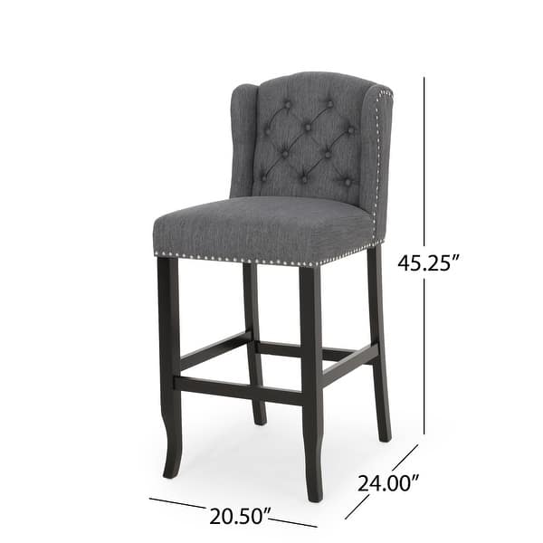 dimension image slide 1 of 4, Foxwood Wingback Barstool (Set of 2) by Christopher Knight Home