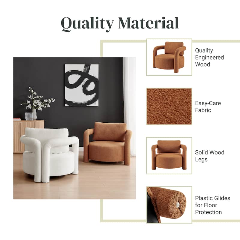 NPD Furniture Maisie Faux Shearling Accent Arm Chair