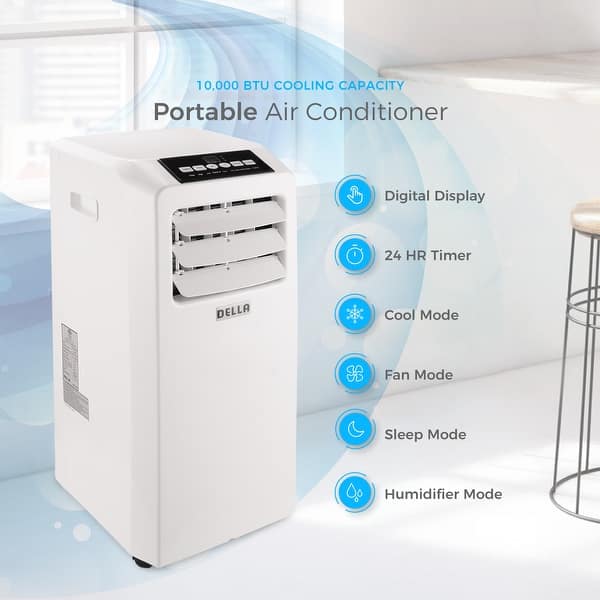 10,000 BTU Portable Air Conditioner Cools 450 Sq. Ft. with Dehumidifier and  Remote in White