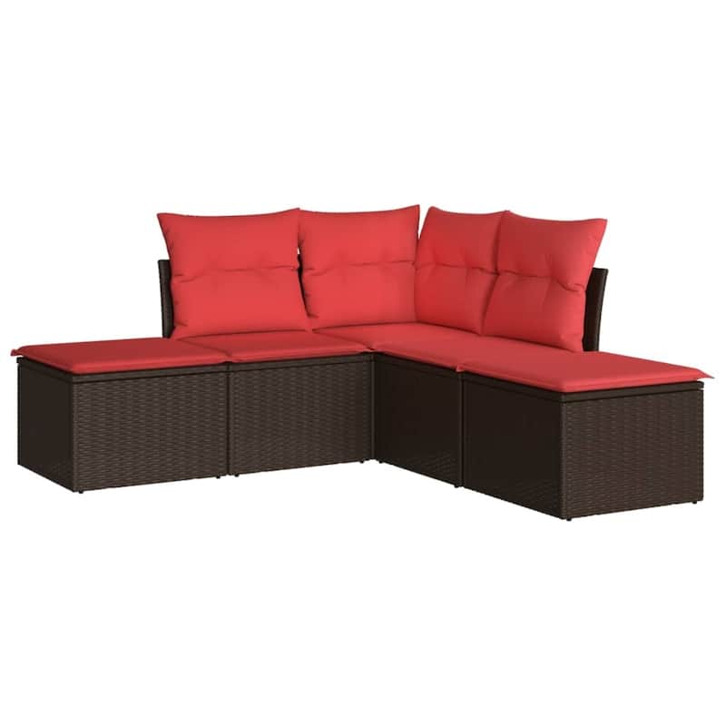 vidaXL Patio Sofa Set with Cushions Outdoor Furniture 6 Piece Poly Rattan - 21.7 x 24.4 x 27.2