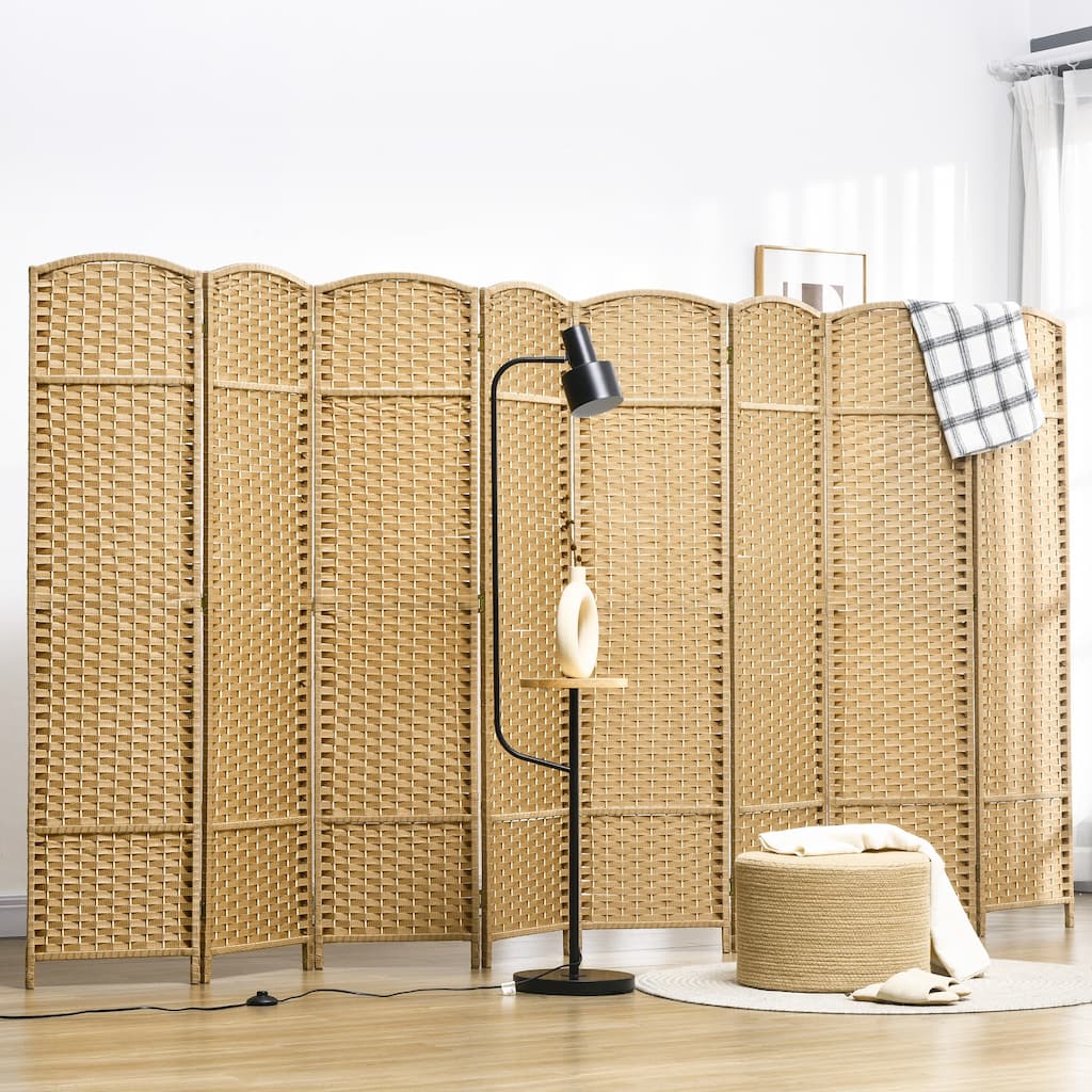 HOMCOM Room Divider, 8 Panel Folding Privacy Screen, 5.6' Tall Freestanding Wall Partition
