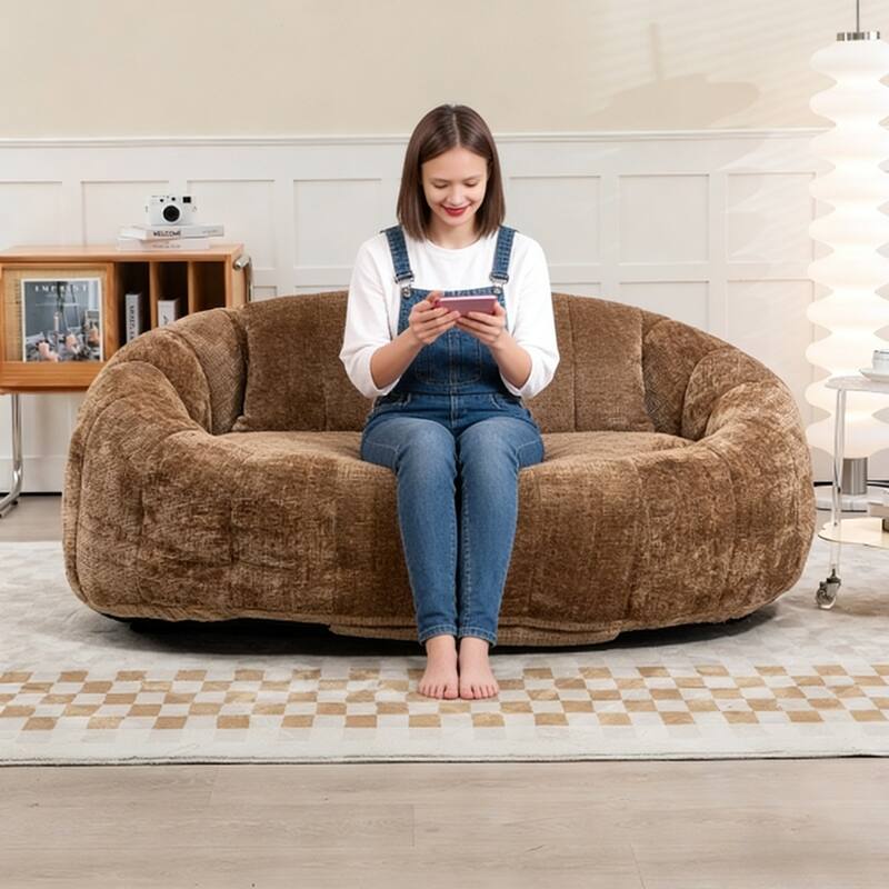 GDFStudio - Laurel Chenille 2-Seater Lazy Sofa with High-Density Foam and Oversized Comfort