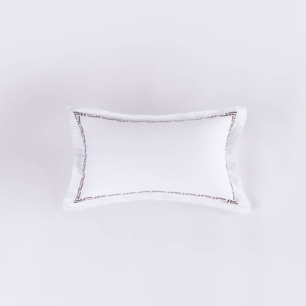 Ellis, Cotton Sateen, White/Saddle, Duvet Cover or Sham