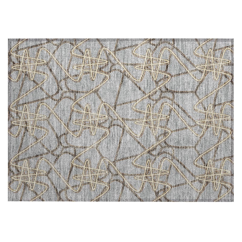 Machine Washable Indoor/ Outdoor Contemporary Links Chantille Rug