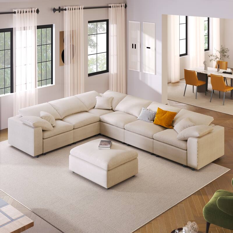 Oversized Modular Sectional Sofa with Ottoman L Shaped Corner Sectional