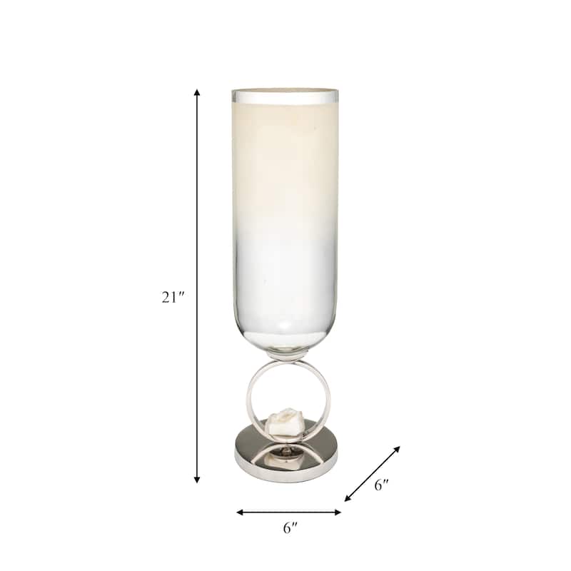 Sagebrook Home Glass Vase With Metal Base Stone
